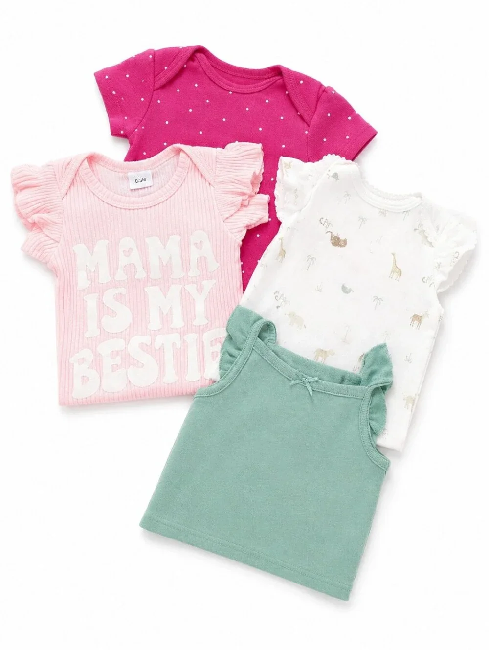 4 Piece Short Sleeve Onesie Bundle Baby Girl 0-3 Months Old